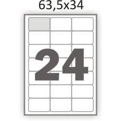 Полуглянцевая этикетка А4 (100 листов) /24 закругленные углы/  (63,5x34 мм) 