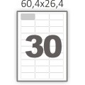 Полуглянцевая этикетка А4 (100 листов) /30 закругленные углы/  (60,4x26,4 мм) 