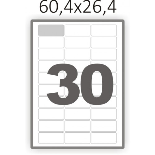 Полуглянцевая этикетка А4 (100 листов) /30 закругленные углы/  (60,4x26,4 мм) 