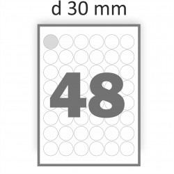 Полуглянцевая этикетка А4 (100 листов) /48/  (круг 30 мм) 