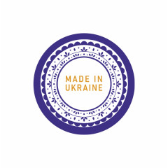 Етикетка, 42мм,  "Made in Ukraine" синій орнамент(100 шт.)