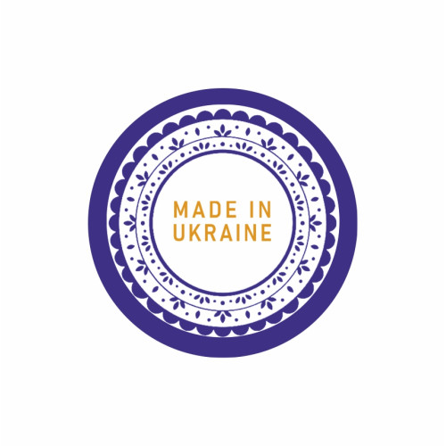 Етикетка, 42мм,  "Made in Ukraine" синій орнамент(100 шт.)