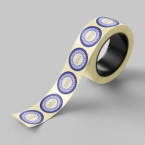 Етикетка, 42мм,  "Made in Ukraine" синій орнамент(100 шт.)