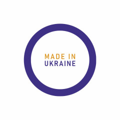 Етикетка, 42мм,  "Made in Ukraine" синій/жовтий(100 шт.)
