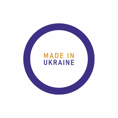 Етикетка, 42мм,  "Made in Ukraine" синій/жовтий(100 шт.)