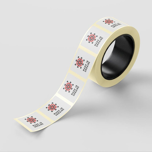 Етикетка, 37х42мм,  "Made in Ukraine" орнамент (100 шт.)