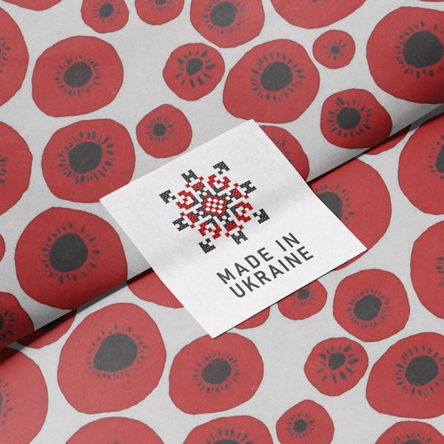Етикетка, 37х42мм,  "Made in Ukraine" орнамент (100 шт.)
